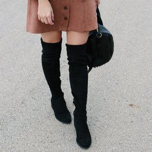 Black Suede Over the Knee Boots